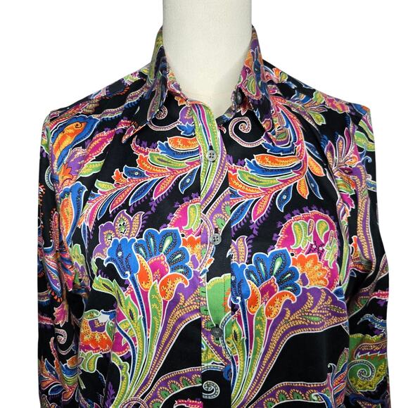 Lauren Ralph Lauren Womens Preppy Maximalist Dopamine Paisley Button-up Shirt M - Picture 3 of 10